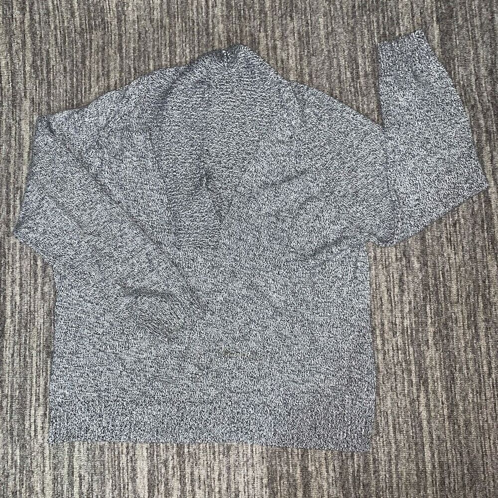Karen Scott Womens Size Large Pullover Sweater Gray Marled Long Sleeve V Neck